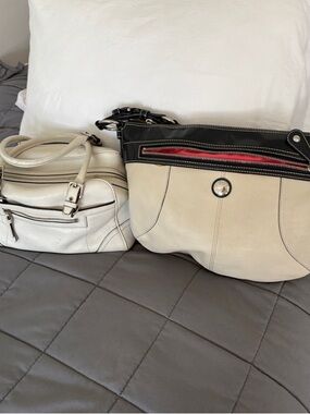 2 - Coach bags - 1 Cream barrel bag and and Cream/Black  Shoulder Bag